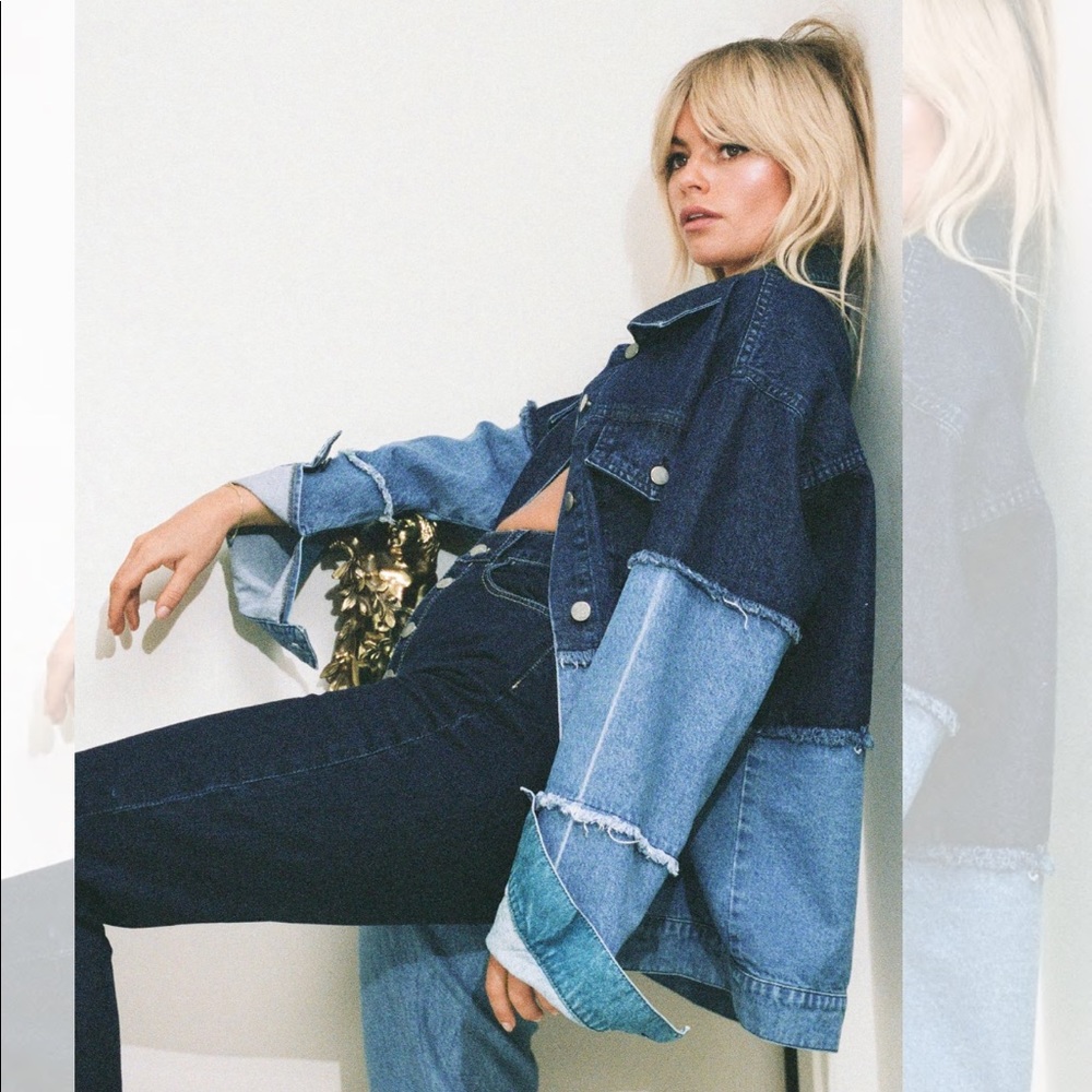 Nasty Gal two toned distressed jean jacket - Picture 2 of 4